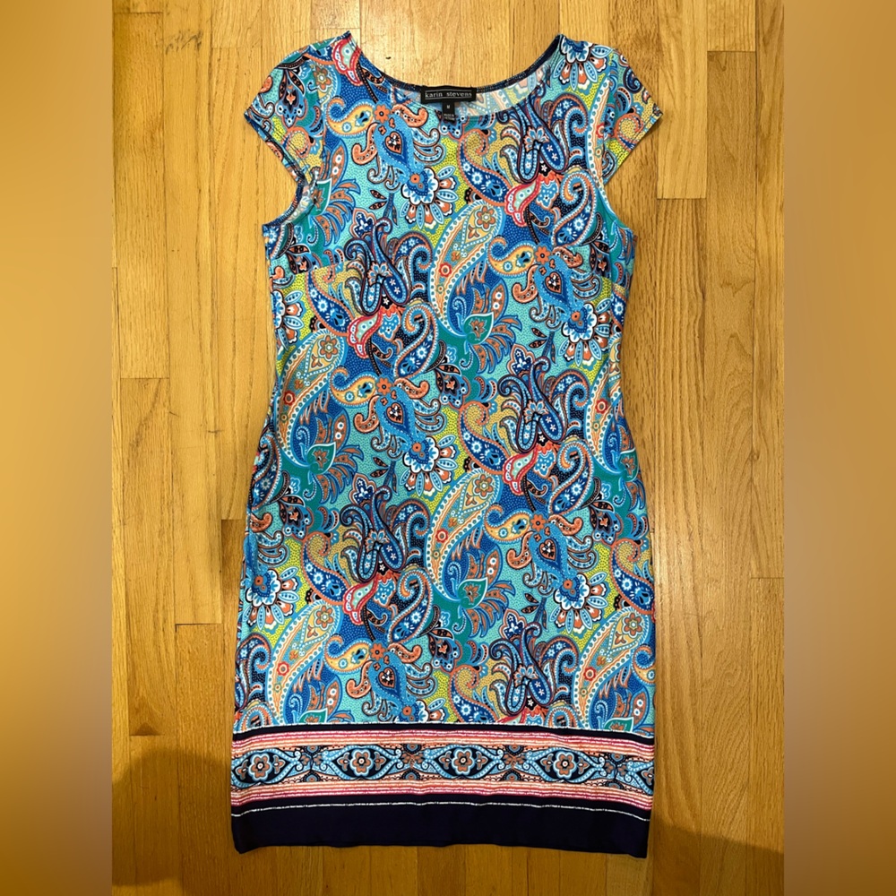 Paisley Print Cap Sleeve Dress